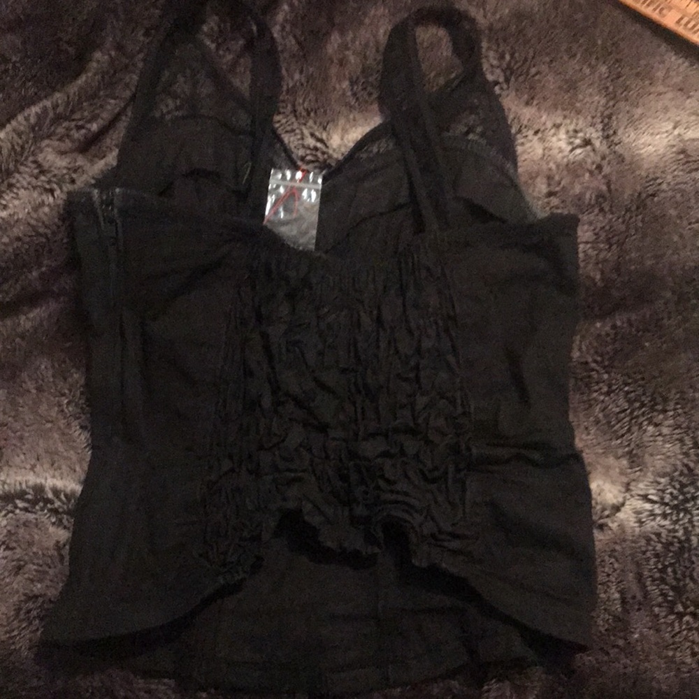 Royal Bones Black Lace-Up Camisole - Picture 5 of 6